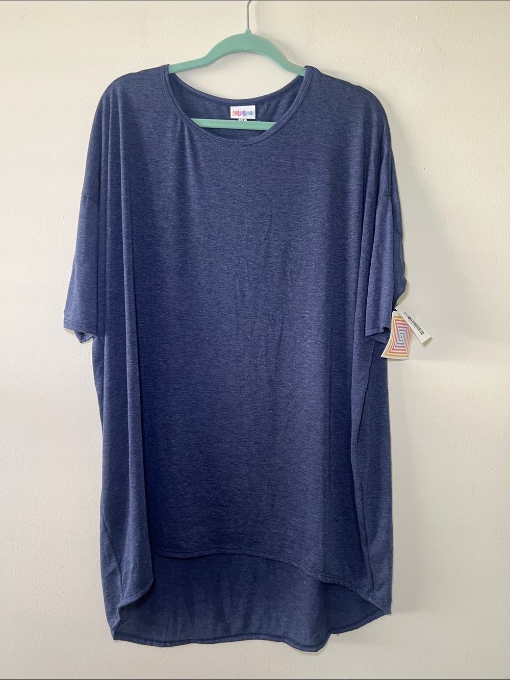 LuLaRoe Irma Navy Blue Short Sleeve Tunic Top
